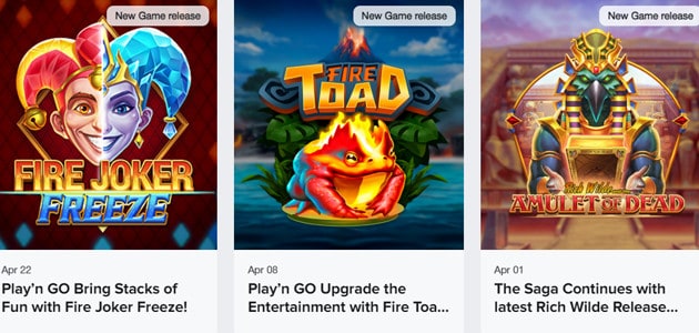 Le 3 nuove slot di Play'n GO rilasciate ad Aprile